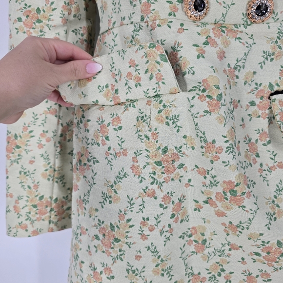 Sister Jane Button Front Mini Dress Vintage Floral Brocade Print Size S - Picture 6 of 12